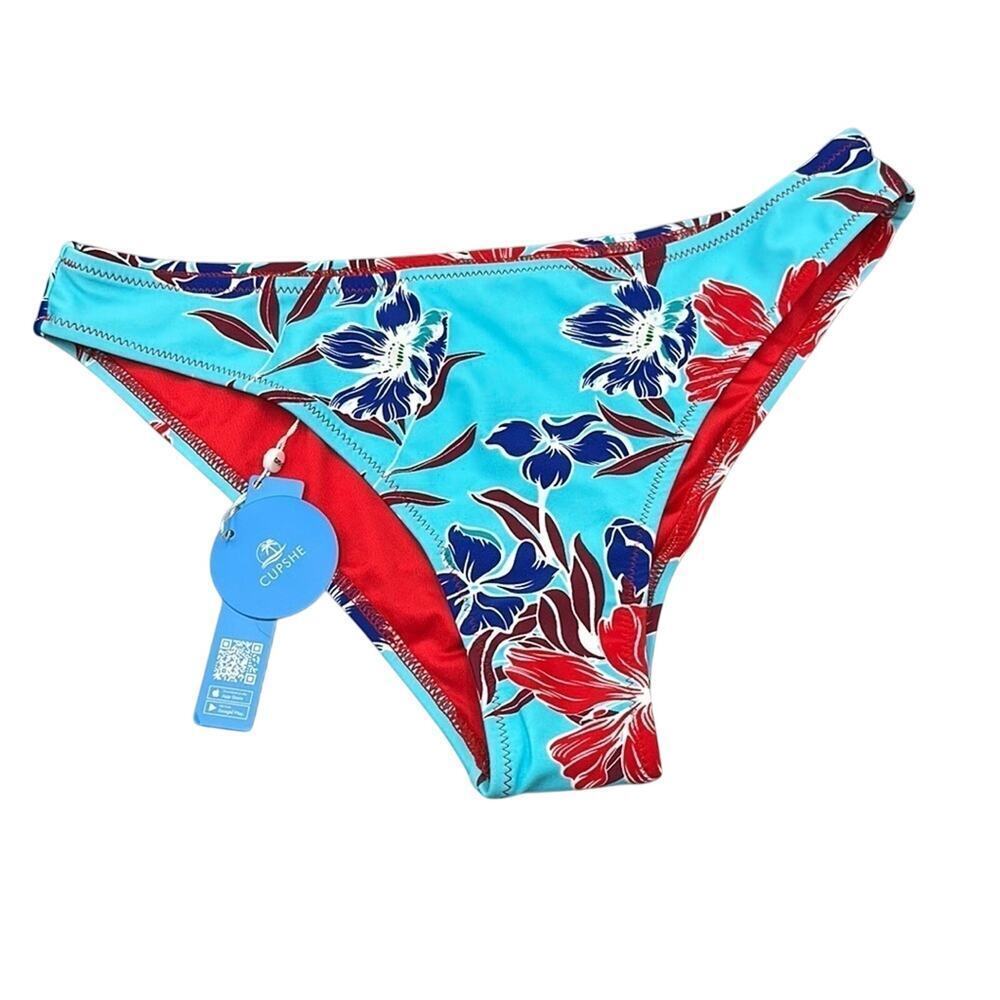 CUPSHE Blue Floral Hummingbird Bikini Bottoms Women's Size Medium NWT